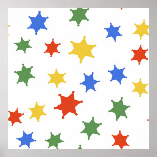 Färg Hexagram sheriff isolerad sömlös platta Poster