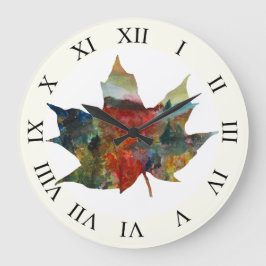 Färg höst, Löv Art Wall Clock Stor Klocka