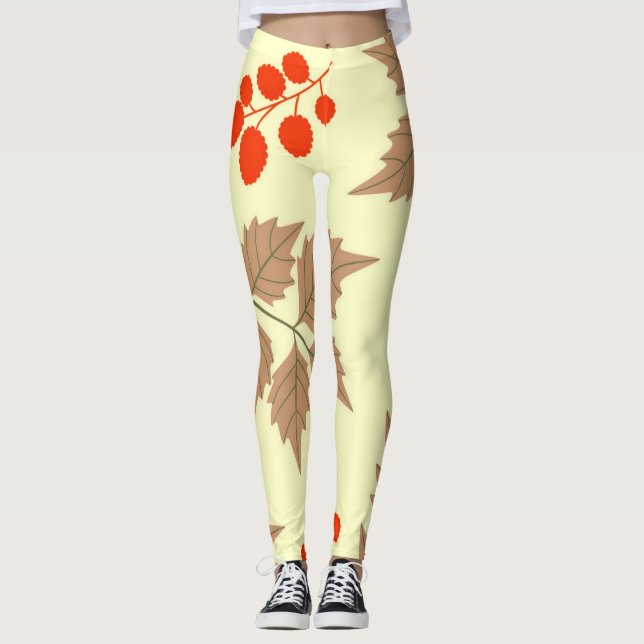 Färg höst löv mönster leggings (Framsida)