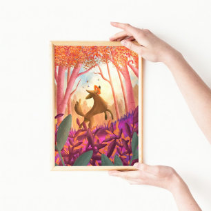 Färg Hund Wood Forest Kids Nursery, lekfull Roligt Poster