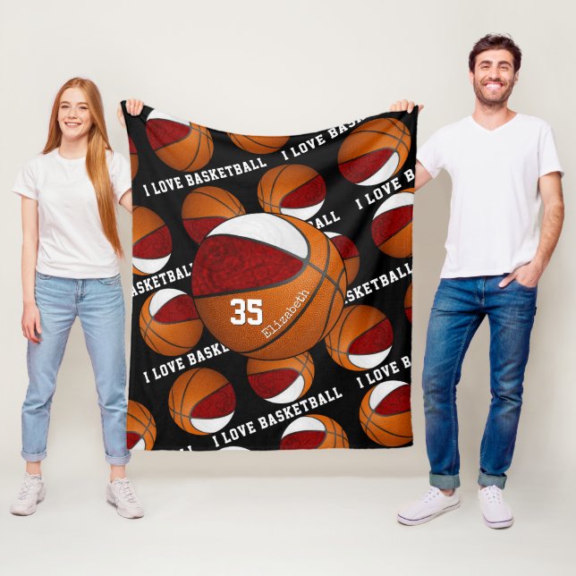 färg i basketbollens maronvita i kärlek fleecefilt (På plats)