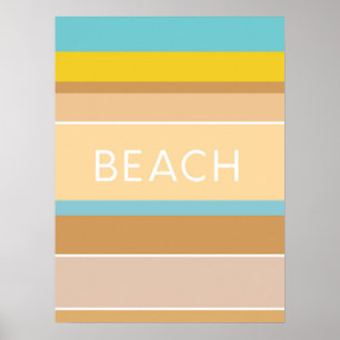 Färg i Beach Sand Ocean Modern Abstrakt Poster