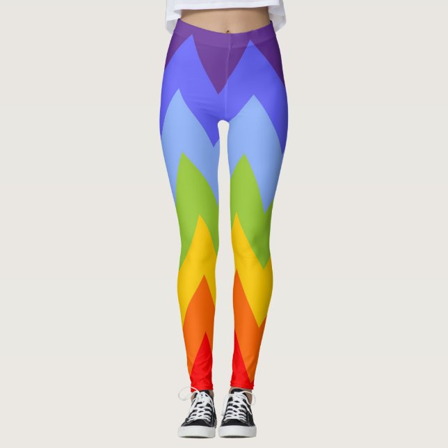 Färg i Chakras/Rainbow - zigzag chevrons Leggings (Framsida)