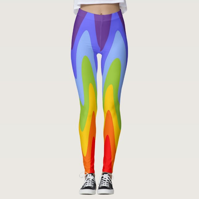 Färg i Chakras/Regnbåge - vinkart högt Leggings (Framsida)