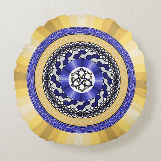 Färg i den nya årens runda pelare rund kudde (Framsidan)