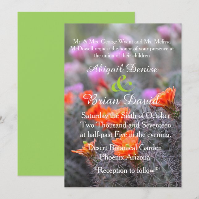 Färg i gröntens bakgrund i öknen inbjudningar (Fram/baksida)