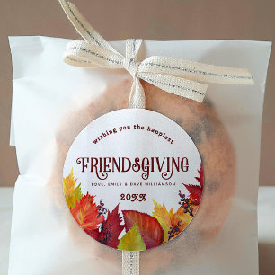 Färg i hösten   Friendsgiving Sticker Runt Klistermärke