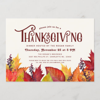 Färg i hösten | Thanksgiving Middag Party Inbjudningar