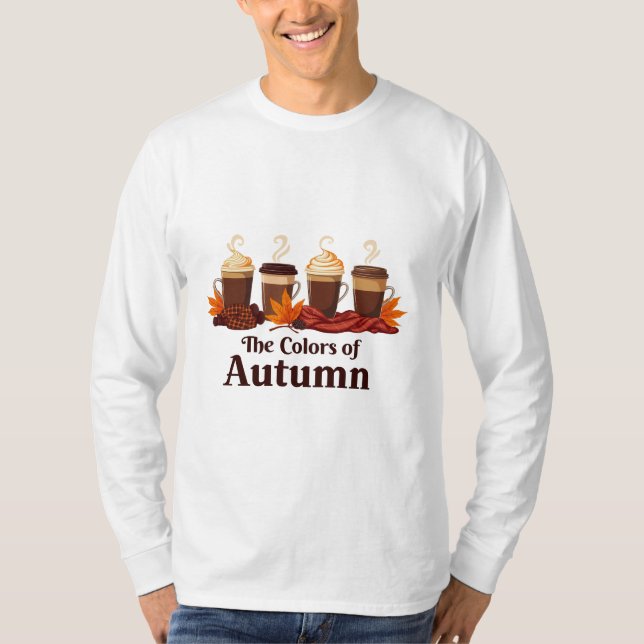Färg i höstfällan Pumpkin Spice Coffee Fall T Shirt (Framsida)