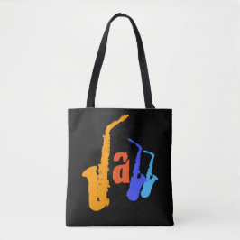 Färg i Jazz Sax Illustration Black Bag 2 Tygkasse