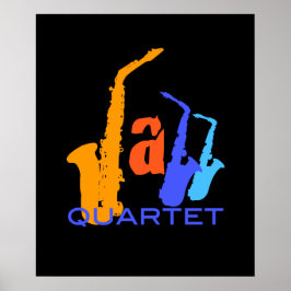 Färg i Jazz Sax Illustration Black Poster 1