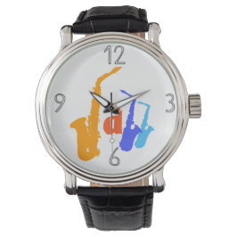 Färg i Jazz Sax Illustration Watch 1 Armbandsur