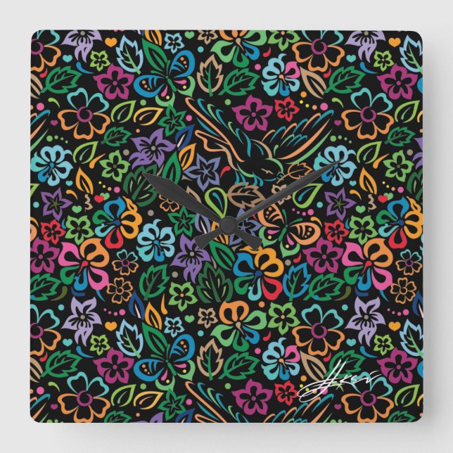 Färg i Life Fyrkantig Klocka (Framsida)