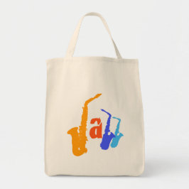 Färg i matkassen Jazz Sax Illustration Tygkasse