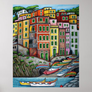 Färg i Riomaggiore, Cinque Terre Poster