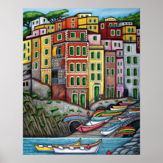 Färg i Riomaggiore, Cinque Terre Poster (Framsidan)