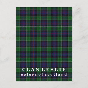 Färg i Skottlands Klan Leslie Tartan Vykort