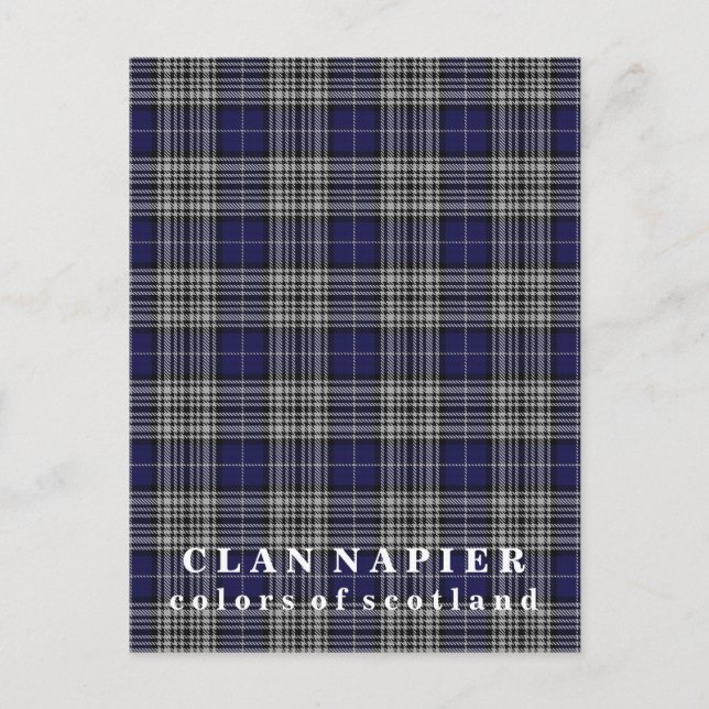 Färg i Skottlands Klan Napier Tartan Vykort (Framsida)