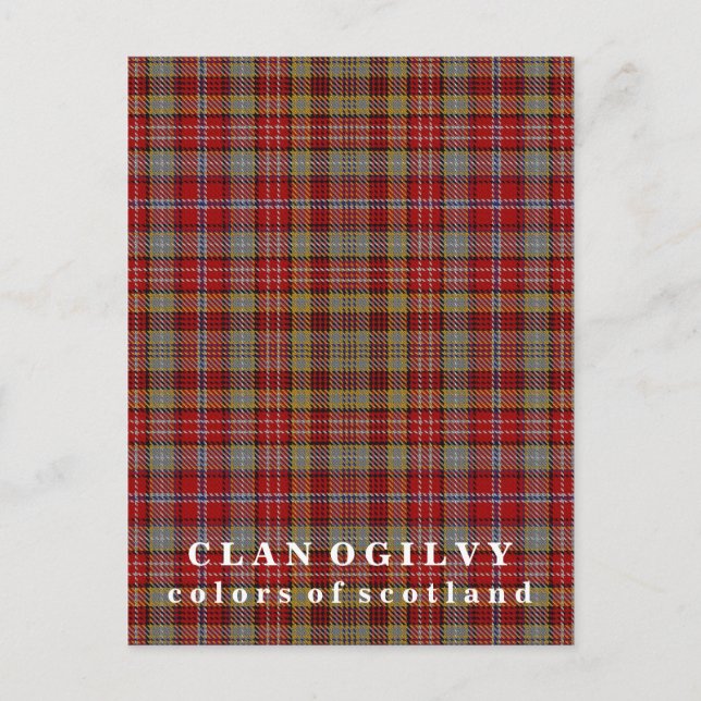 Färg i Skottlands Klan Ogilvy Tartan Vykort (Framsida)