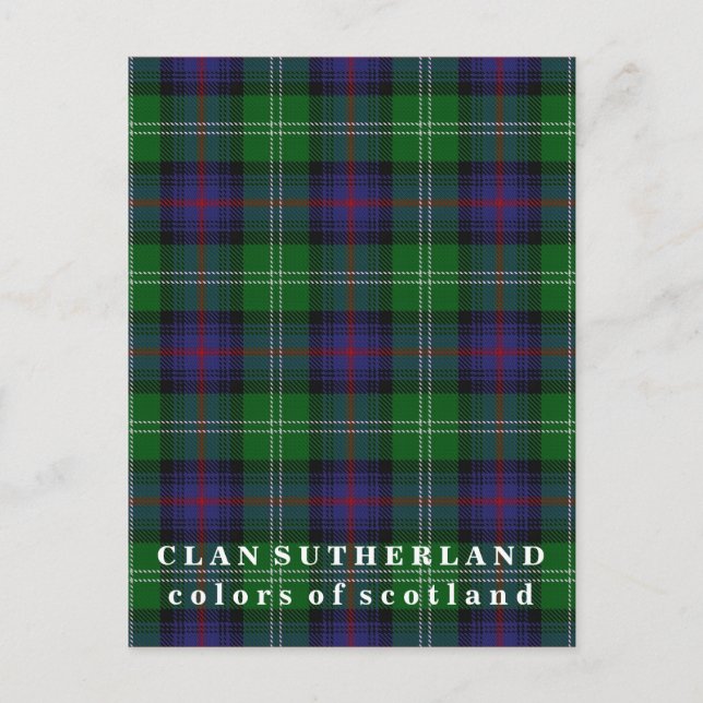 Färg i Skottlands Klan Sutherland Tartan Vykort (Framsida)