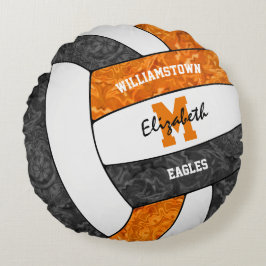 färg i volleyball-orangen rund kudde