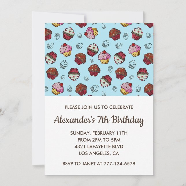 Färg inbjudningar 7:e födelsedagstungar, små barn (Framsida)