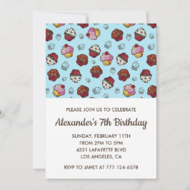 Färg inbjudningar 7:e födelsedagstungar, små barn