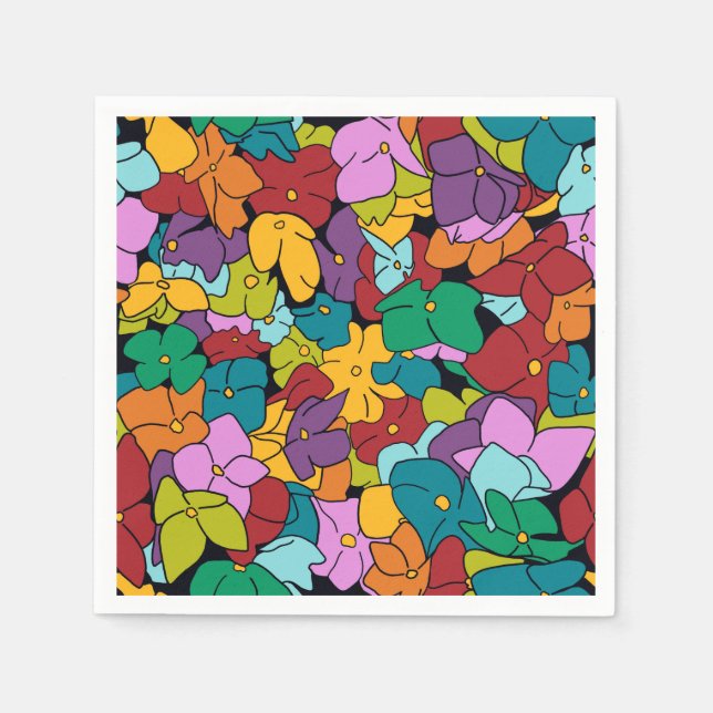 färg inspirerade paletten med blommor av abstrakt  pappersservett (Framsidan)