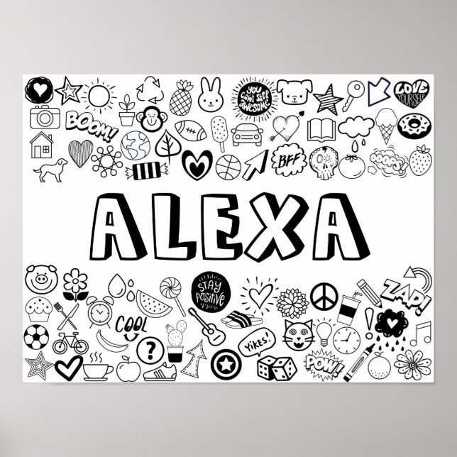 färg-it-själv-dispositionsdesign för "ALEXA" Poster (Framsidan)