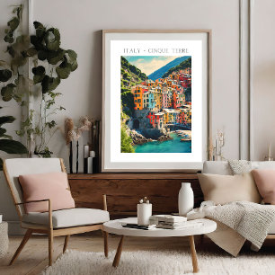 Färg Italien Cinque Terre Village Watercolor Poster