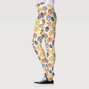 Färg Jack-O'-Lantern Ansikte Mönster Leggings