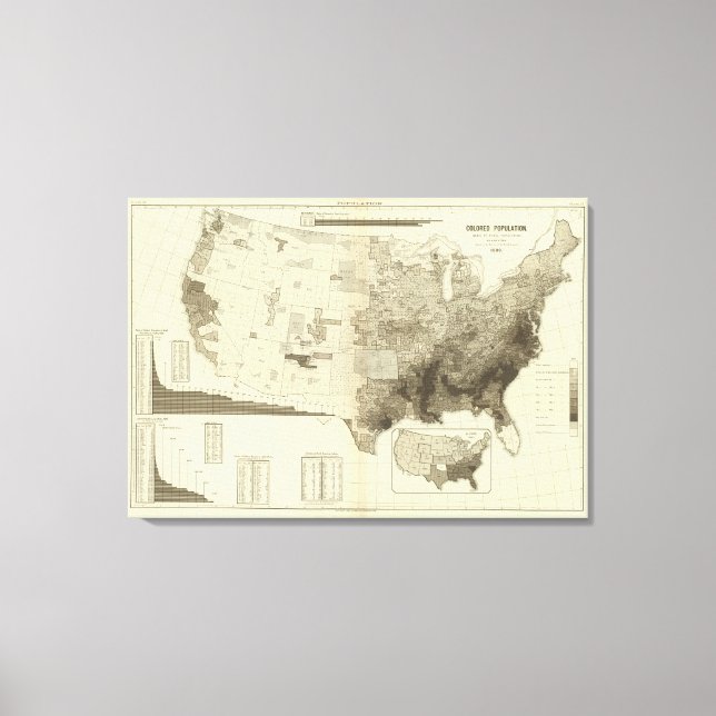 färg-kodad befolkning efter fylke canvastryck (Framsida)