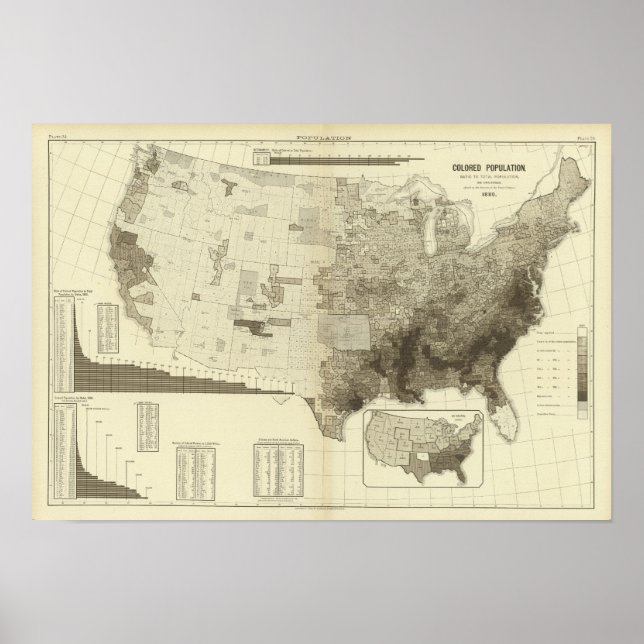 färg-kodad befolkning efter fylke poster (Framsidan)