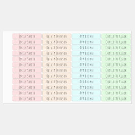 Färg-kodade etiketter för estetiska småbarn vatten