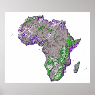 Färg-kodade karta i Afrika med land Poster
