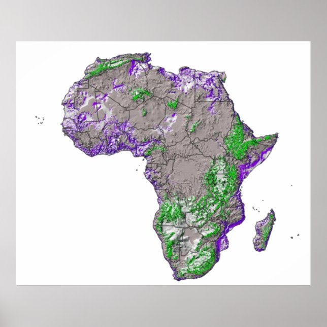 Färg-kodade karta i Afrika med land Poster (Framsidan)