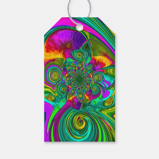 "Färg-kodade Swirls" Märkre utan vin Presentetikett (Framsidan)