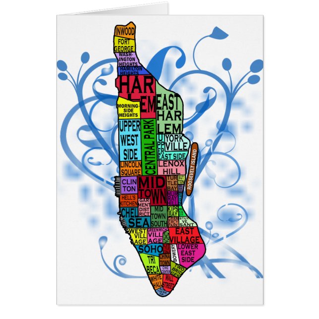 Färg kodifierad Manhattan karta Hälsningskort (Framsidan)