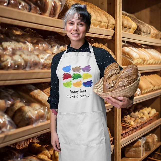 Färg konsthälsa många fötter Gör en bild Långt Förkläde (Just the Right Foot Long Apron)