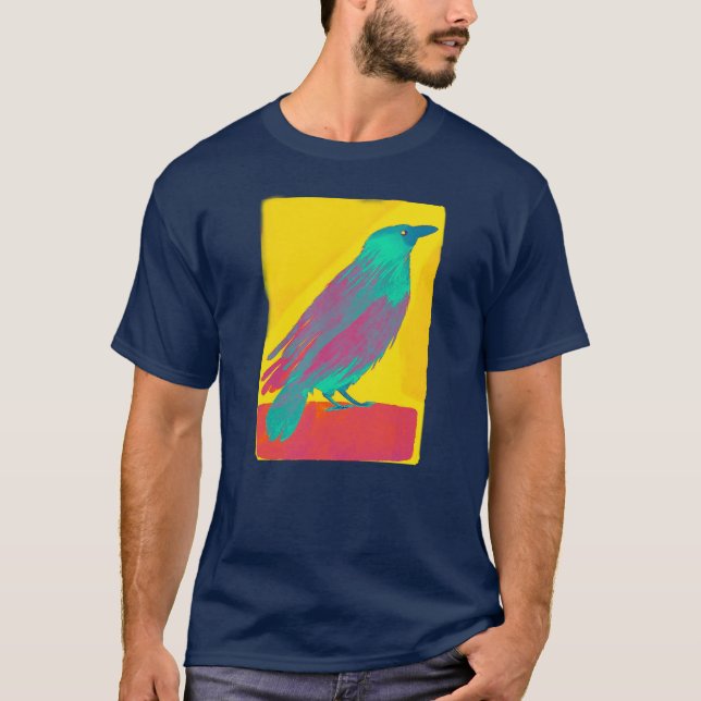 Färg Kråka Vattenfärg T Shirt (Framsida)