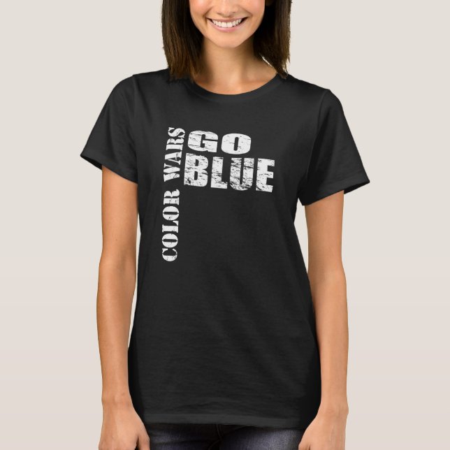 Färg Krig Go Blue Team for Camp T Shirt (Framsida)