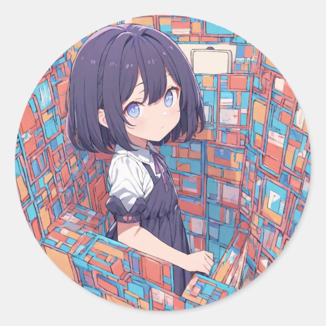 Färg labyrint runt klistermärke (Framsida)