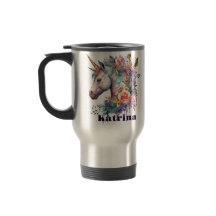 Färg Lila Magic Blommigt Unicorn Watercolor