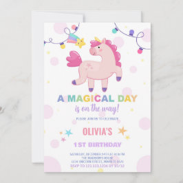 Färg Ljus Unicorn Birthday Investigations Inbjudningar