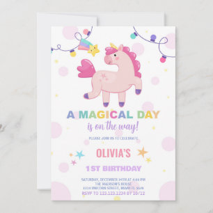 Färg Ljus Unicorn Birthday Investigations Inbjudningar
