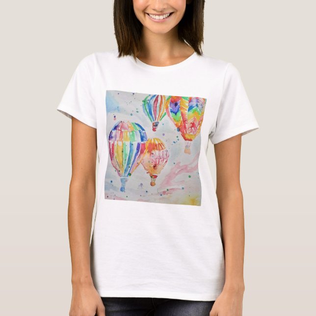 Färg Luftballong Vattenfärgskonstruktion T Shirt (Framsida)