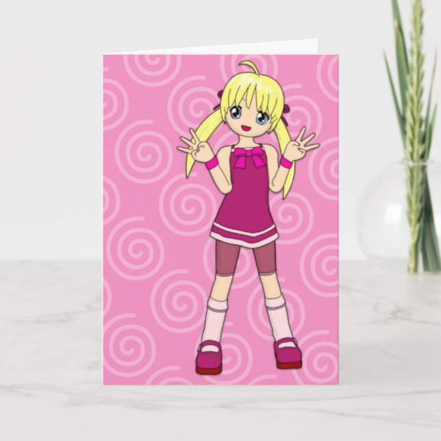 Färg Me Anime Birthday Card Kort (Framsida)