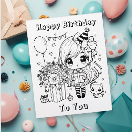 Färg Me Anime Girl Birthday