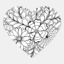 Färg Me Blommigt Group DIY Doodle Hjärtformat Klistermärke