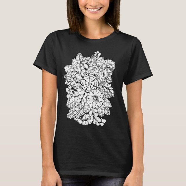 Färg Me Blommigt Group DIY Doodle Tee Shirt (Framsida)